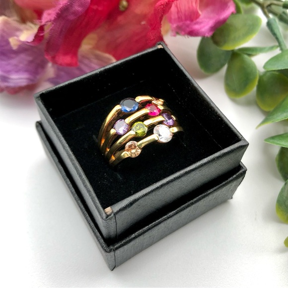 Fashion Jewelry Multicolor Gemstone Gold Ring - Picture 2 of 16